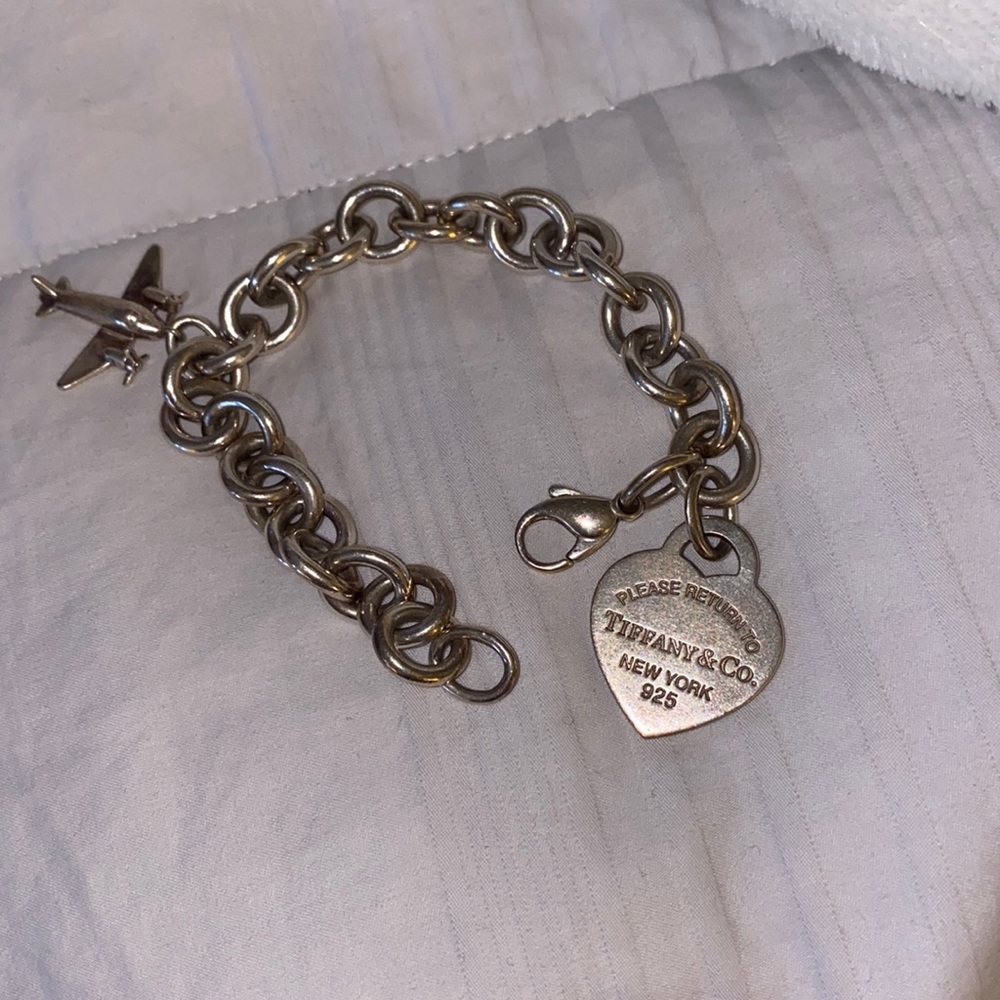 Tiffany Silver Charm Bracelet with Airplane Charm